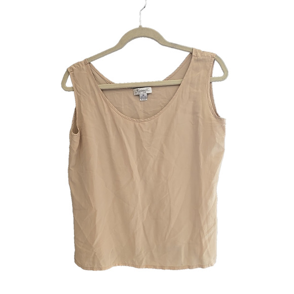 Vivinne X New York Tops - Vivinne X New York Tan 100% Silk Scoop Neck Sleeveless Tank Top Womans Medium